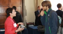 Students discuss Fulbright Program scholarship opportunities with Fulbright alumni and campus advisors during the U.S. Department of State’s Exchanges Information Fair at the University of Chicago.