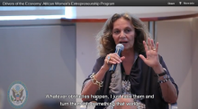 Belgian-American fashion designer, Diane von Fürstenberg, speaks at the 2010 AWEP conference
