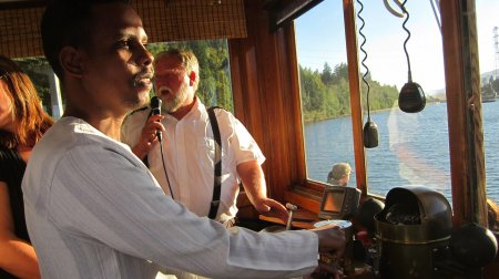 Photo of participant driving the boat