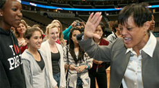 The basketball visitors had a chance to meet NCAA coaches after Final Four victories on the court.