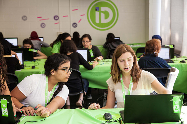 photo of two techgirls particpants working