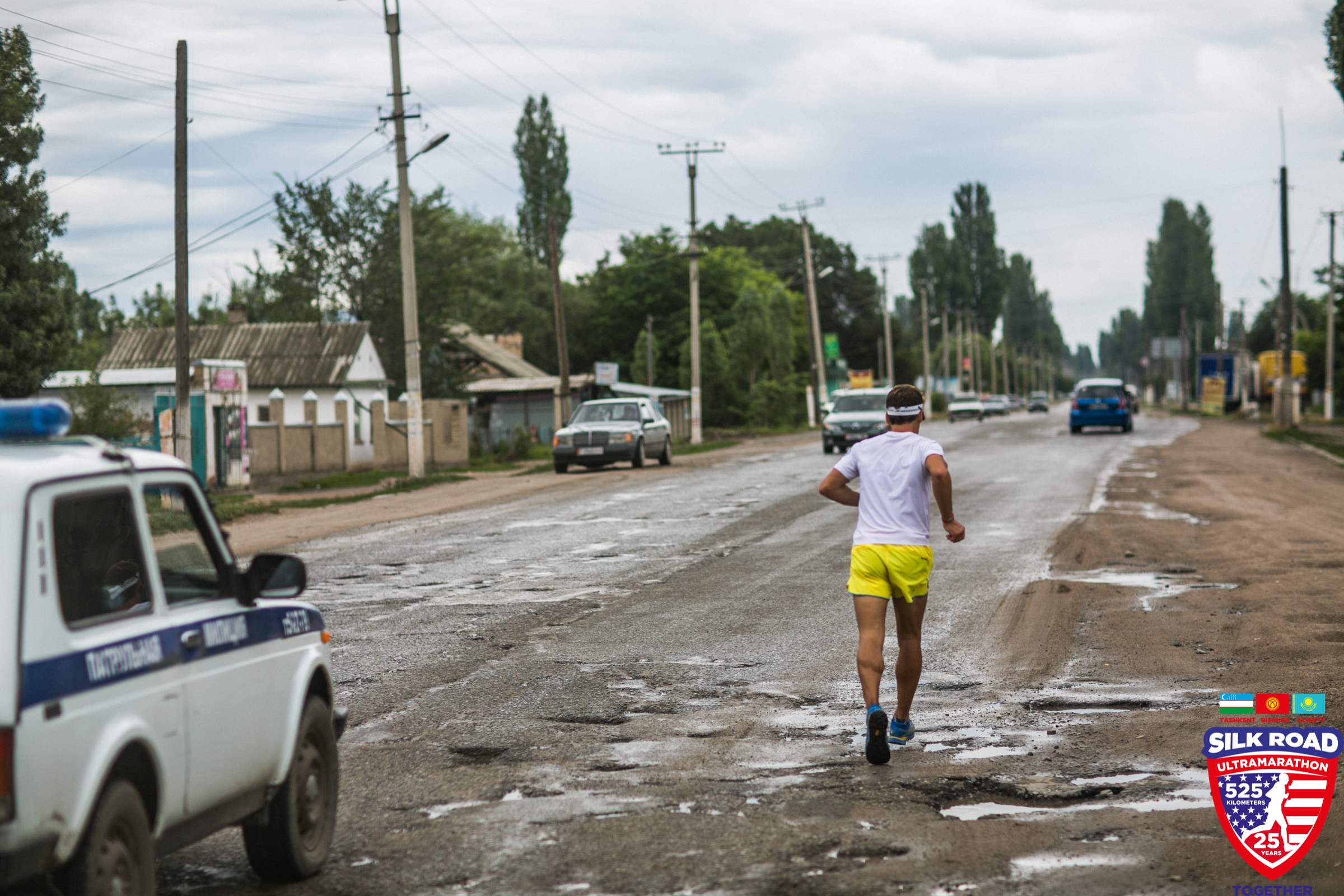 Dean running on muddy road