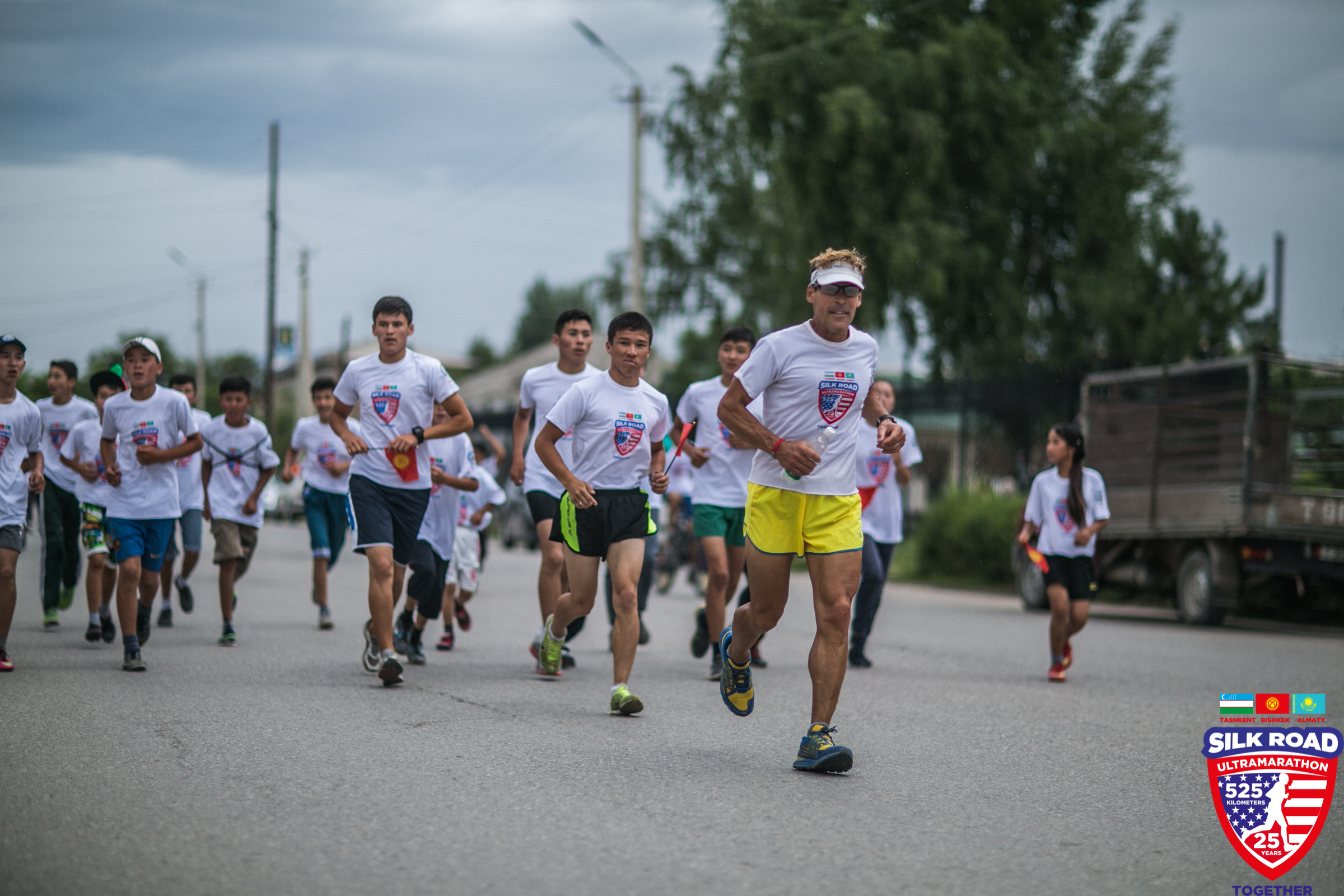 Dean running in a crowd