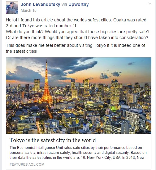 Screenshot of online post by student