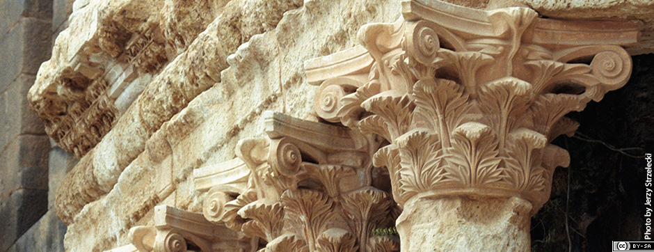 Close up of building columns
