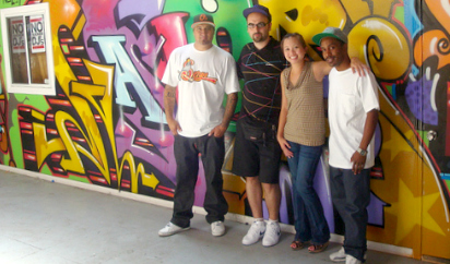 IVLP Gold Star Tolis Aristeidou of Greece (2nd from left) organizes Hip Hop events in his country