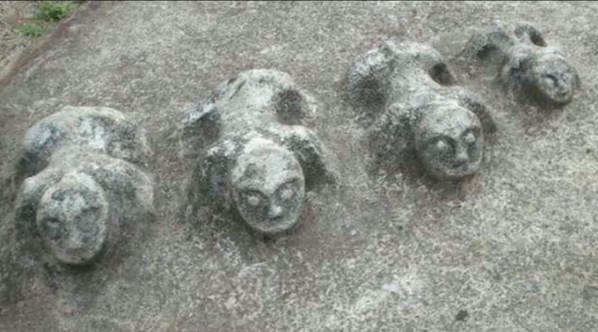 Stone sculptures from Lore-Lindu National Park in Central Sulawesi Province, Indonesia