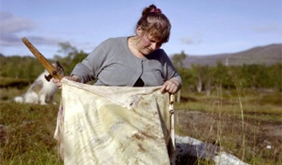 Woman with hide