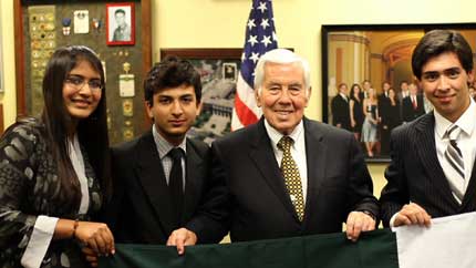 Senator Richard Lugar with participants from the YES program