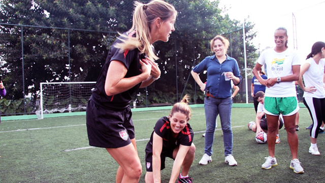 Throughout the program, Julie Foudy and Brandi Chastain emphasized and exhibited the importance of teamwork and communication on and off the field. 