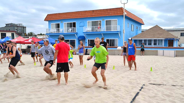 The morning workout sessions are a great way to start a day of volleyball.