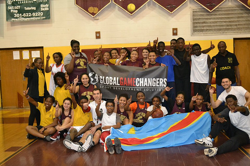 The Congolese pose with their new American friends after a session with Michael Vaughan-Cherubin and Josh Simon of Global Game Changers.
