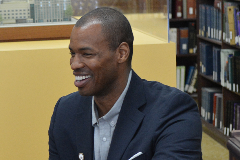 Jason Collins visits the State Department as a special guest to speak on inclusion, diversity, and remaining “authentic to oneself.”