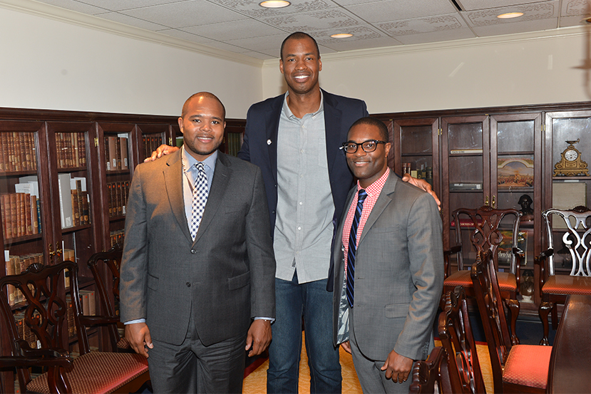 Jason Collins meets representatives of GLIFAA.