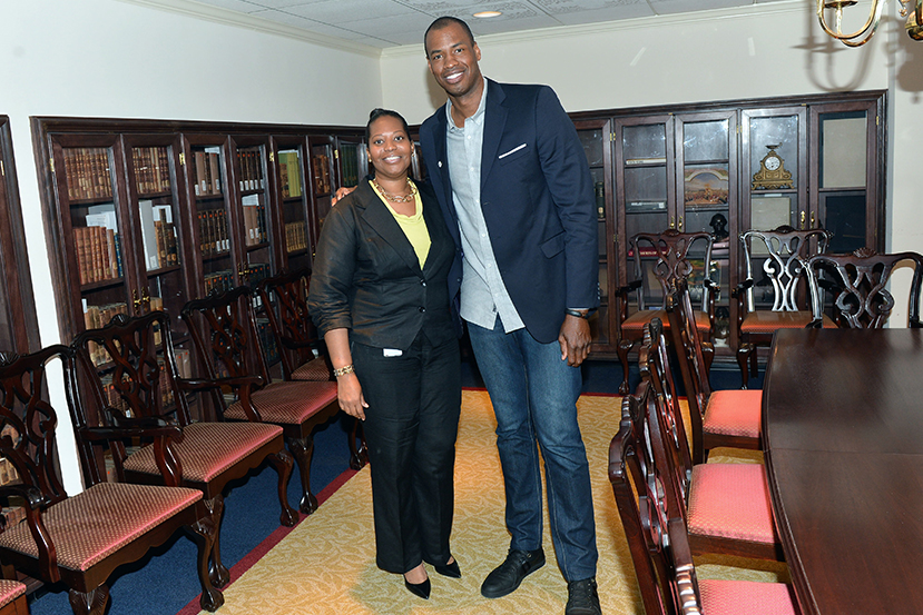 Jason Collins with a representative of the Office of Civil Rights.