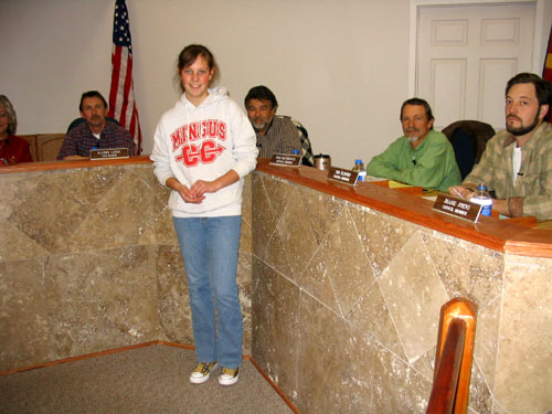 An A-SMYLE student attends her local city council meeting and gives a presentation.