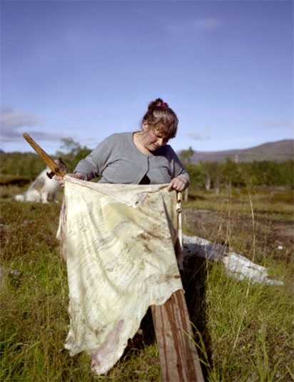 Woman with hide