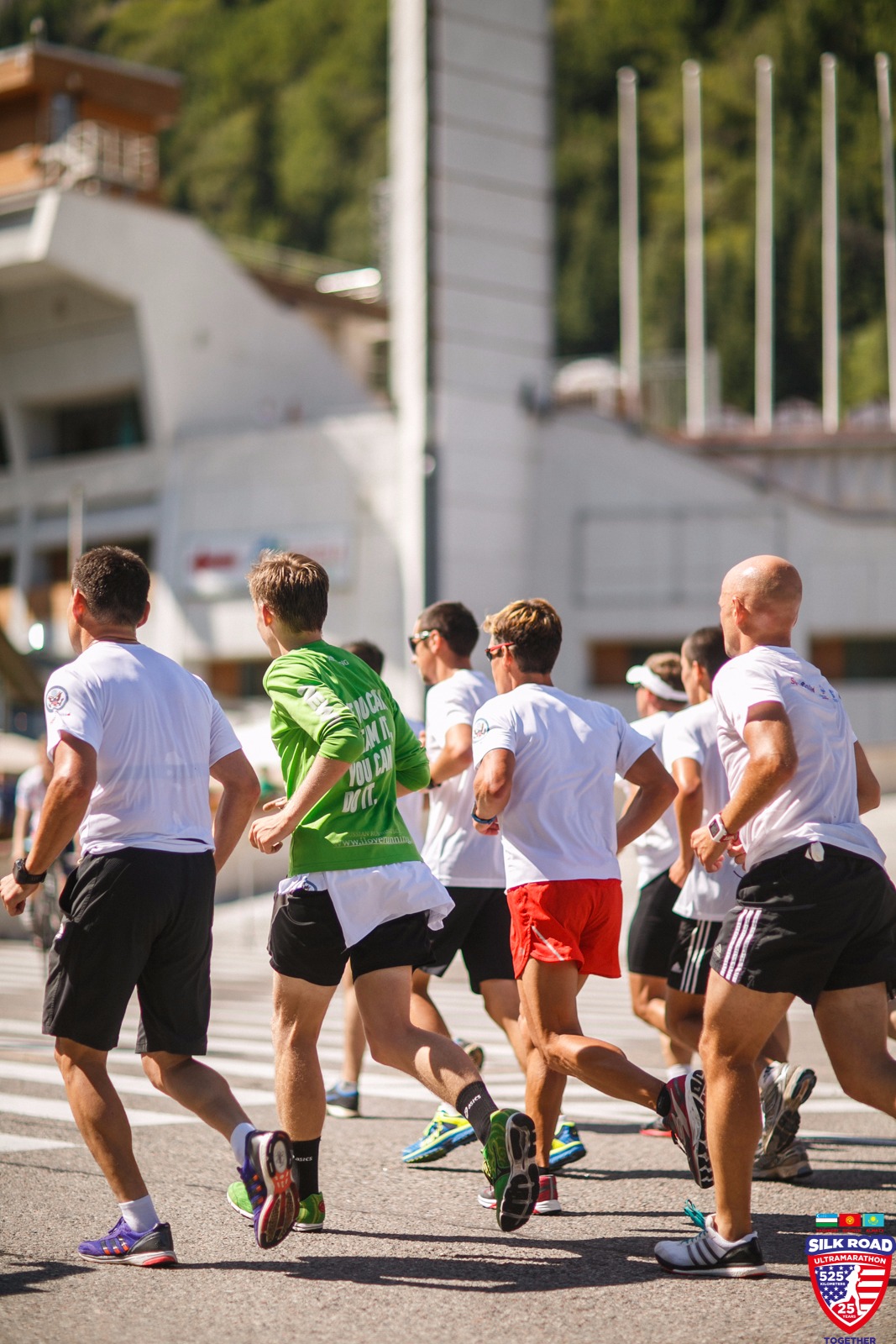 Dean running in a crowd