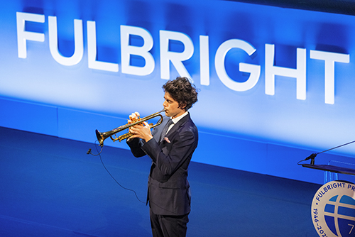 Trumpeter Sam Nester, Fulbrighter from Australia, performs his original piece "Bruni"
