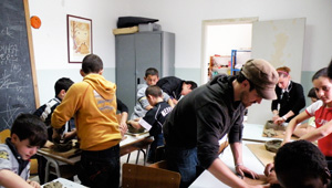 Fulbright Participant working with kids.