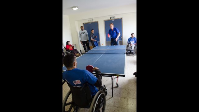 As an alternate activity at the Consulate General Jerusalem, Jackie meets with disability table tennis athletes—and she had a chance to try out a new sport