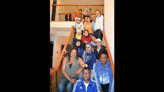 Egyptian soccer coaches were invited to their first dinner in an American household.