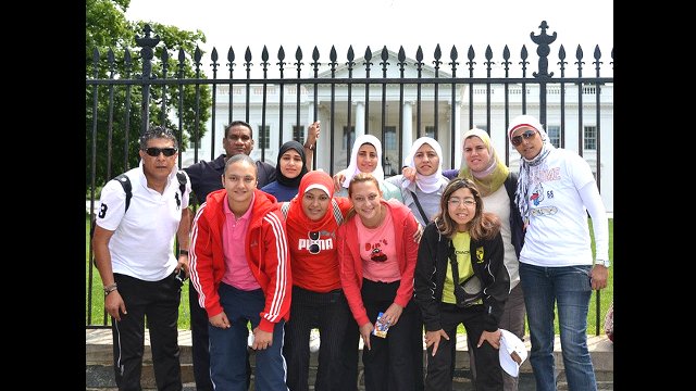 The Egyptian coaches pose together at the White House.