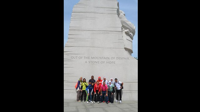 During a day of touring Washington, the Egyptian athletes visit the MLK, Jr. monument