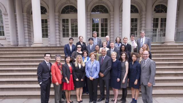 A group of Fulbrighters join the Board, Assistant Secretary Ann Stock, and Speaker of the New York City Council Christine Quinn on the steps of New York’s City Hall.