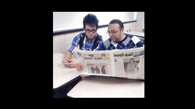 Al Amir Hassan teaches Arabic at Charlestown High School in Roxbury, Massachusetts