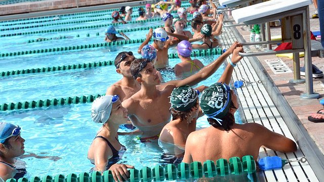 Tunisian swimmers prepare for a practice.