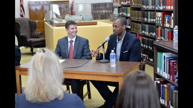 Mr. Collins has quick reactions to a series of questions from left and right.