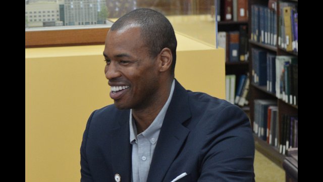 Jason Collins visits the State Department as a special guest to speak on inclusion, diversity, and remaining “authentic to oneself.”