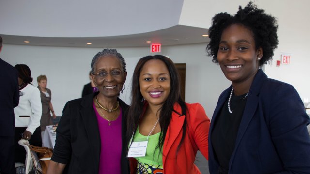 Nobukhosi NDLOVU of Zimbabwe (center) is happy to start the AWEP 2014 program.