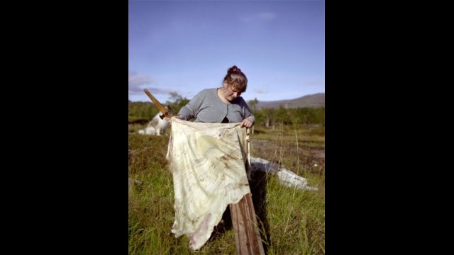 Woman with hide