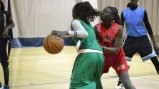 The Senegalese girls take part in a friendly basketball scrimmage at a D.C.-area gym.