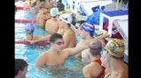 Despite their different backgrounds and homes, the swimmers communicate well during practice.