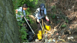 IVLP volunteers pull trash out of creeks in Ward 7 of Washington, D.C.