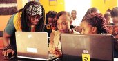 Fulbright U.S. Student alumna Joy Buolamwini (left) empowers women through technology education.