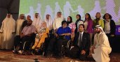 Nora Al-Othman, Training Gate International (TGI) State IVLP Alumni on Disability Rights (back row, fourth from right) and Abdul Aziz Al-Mutairi, Trainer at TGI, Employee at Kuwait University, and LDF Fellow (third from right in front) pose during the KEL