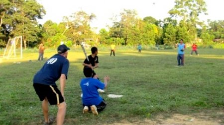 English Teaching Assistant Blair Daly in Malaysia coaching his team at Tengku Ampuan Intan Secondary School in 2011.