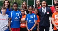 Cobi Jones and Evan Ryan with DC youth